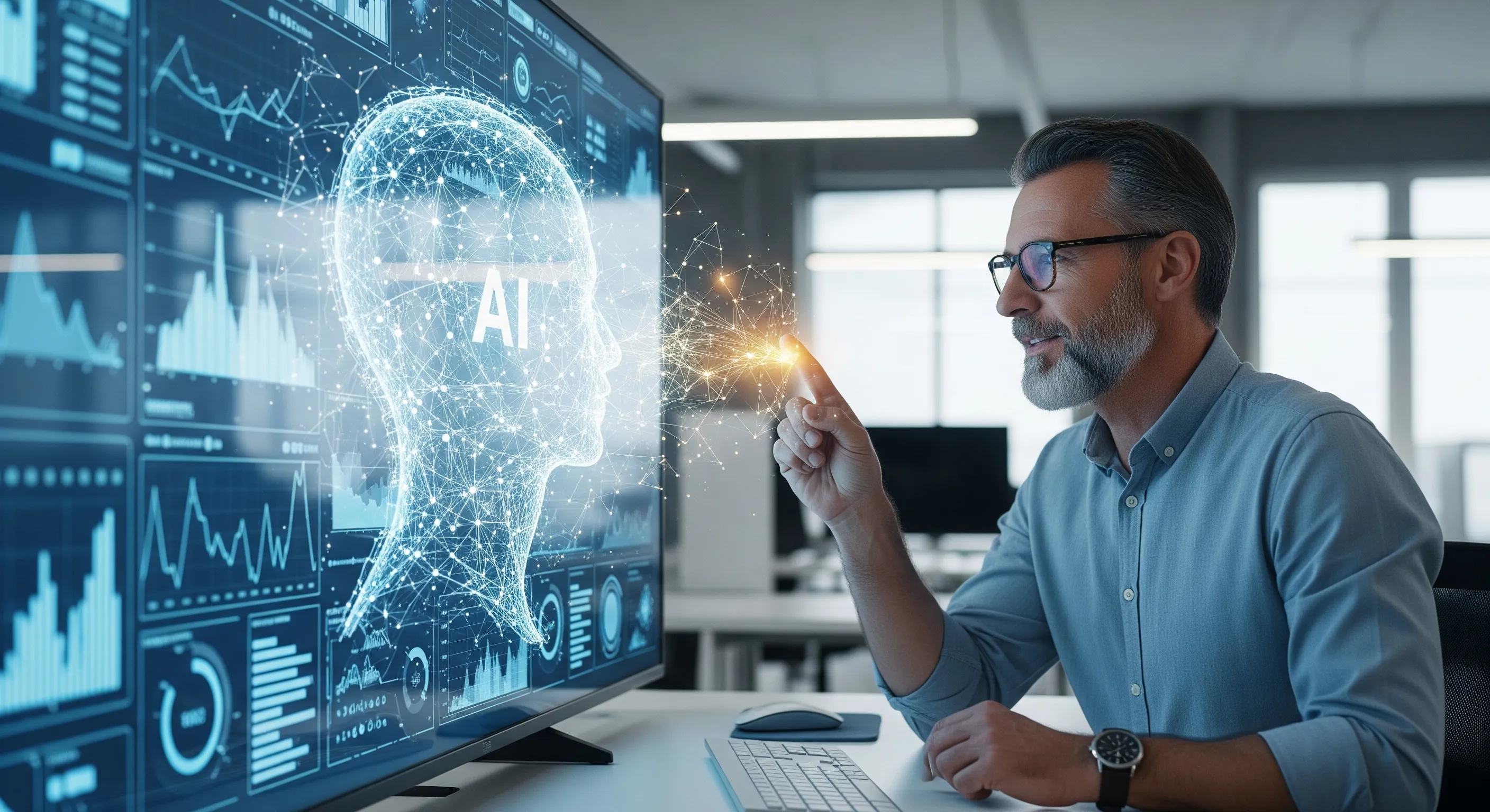 Mensch und KI arbeiten zusammen